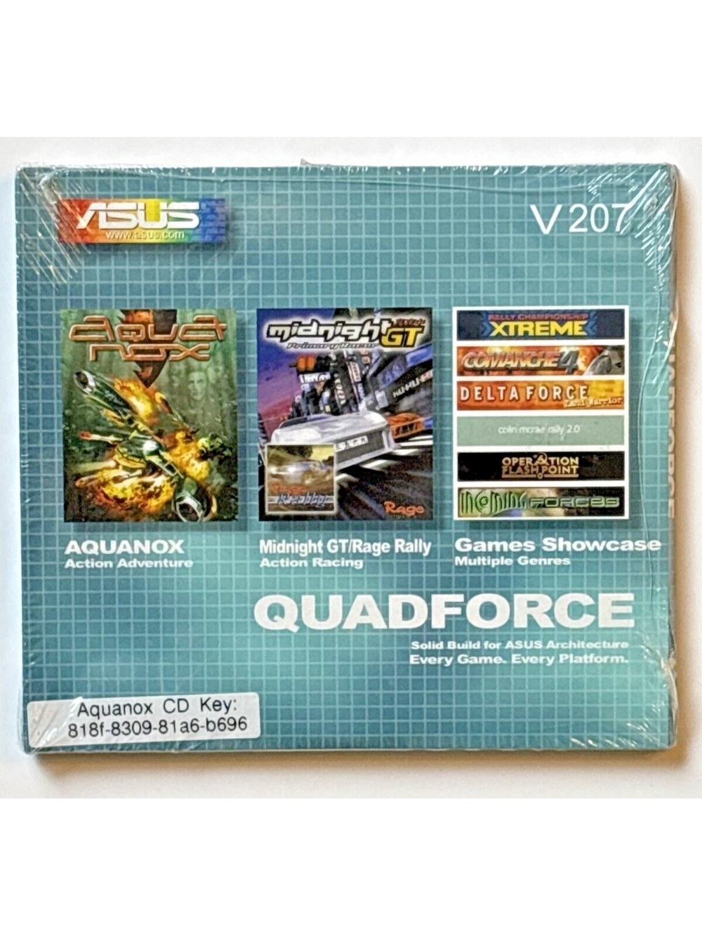ASUS Quadforce PC CD Rom Aquanox Midnight GT Rage Rally Games Sealed